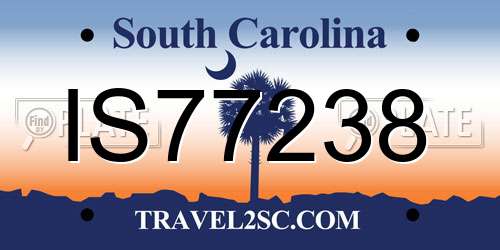 IS77238 South Carolina License Plate