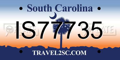 IS77735 South Carolina License Plate