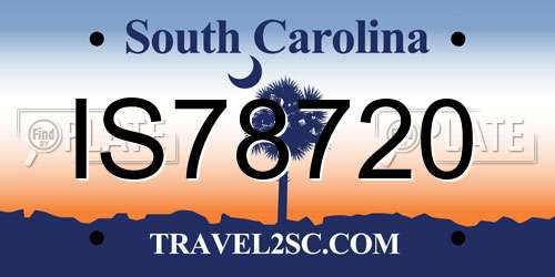 IS78720 South Carolina License Plate