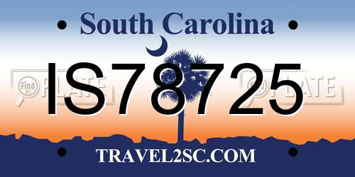 IS78725 South Carolina License Plate