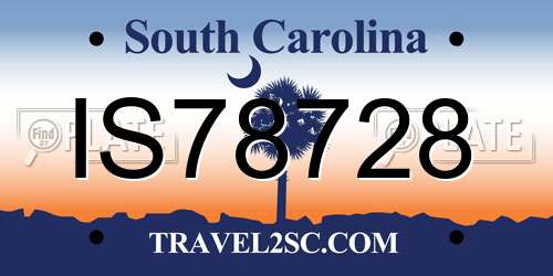 IS78728 South Carolina License Plate