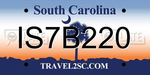 IS7B220 South Carolina License Plate