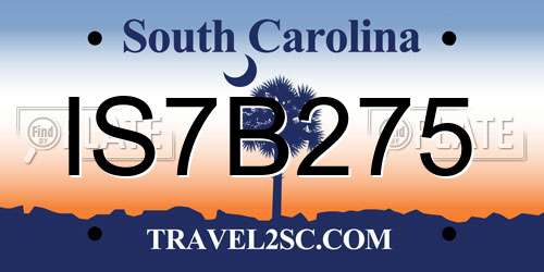 IS7B275 South Carolina License Plate