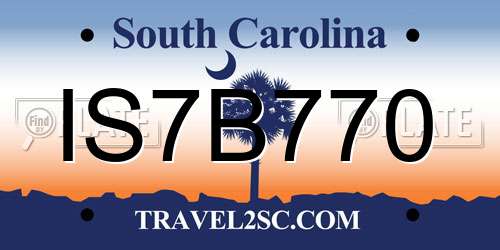 IS7B770 South Carolina License Plate