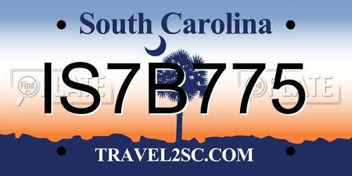 IS7B775 South Carolina License Plate