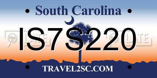 IS7S220 South Carolina License Plate