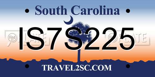 IS7S225 South Carolina License Plate