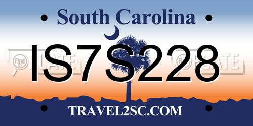 IS7S228 South Carolina License Plate