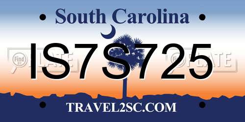IS7S725 South Carolina License Plate