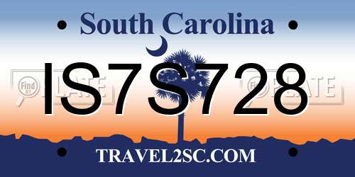 IS7S728 South Carolina License Plate