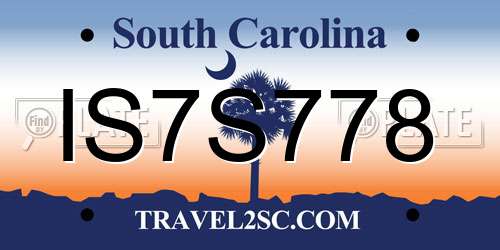 IS7S778 South Carolina License Plate