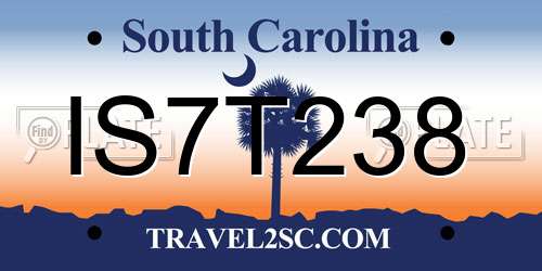 IS7T238 South Carolina License Plate