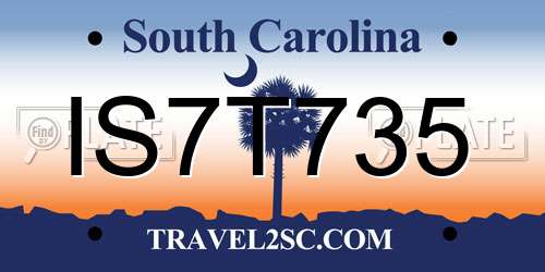 IS7T735 South Carolina License Plate