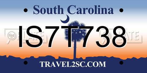 IS7T738 South Carolina License Plate