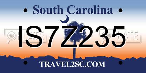 IS7Z235 South Carolina License Plate