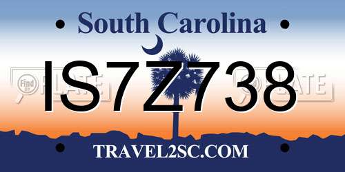 IS7Z738 South Carolina License Plate