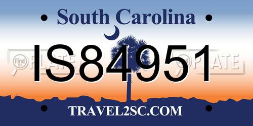 IS84951 South Carolina License Plate