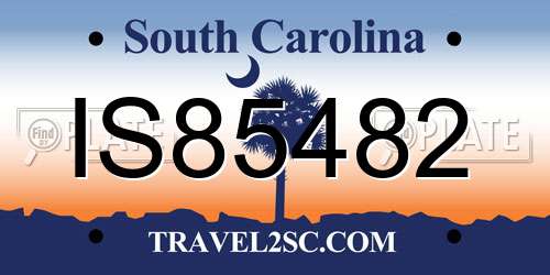 IS85482 South Carolina License Plate