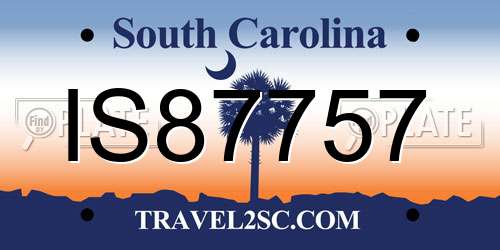 IS87757 South Carolina License Plate