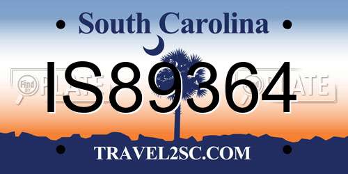 IS89364 South Carolina License Plate