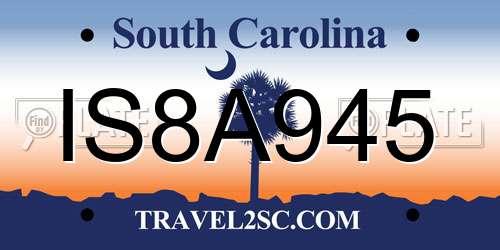IS8A945 South Carolina License Plate