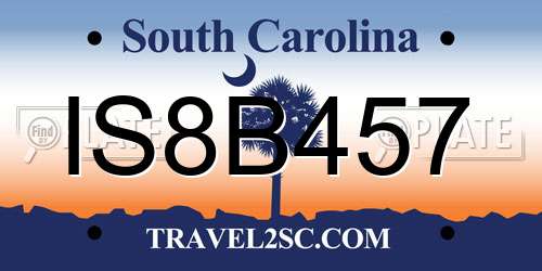 IS8B457 South Carolina License Plate