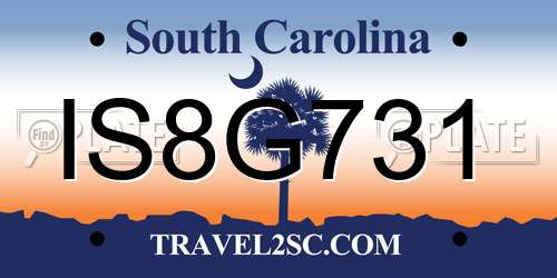 IS8G731 South Carolina License Plate
