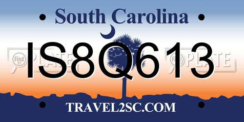 IS8Q613 South Carolina License Plate