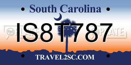 IS8T787 South Carolina License Plate