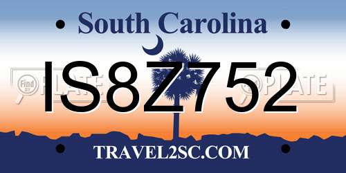 IS8Z752 South Carolina License Plate
