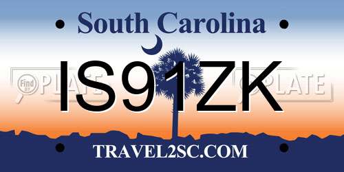 IS91ZK South Carolina License Plate