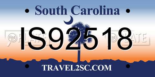IS92518 South Carolina License Plate