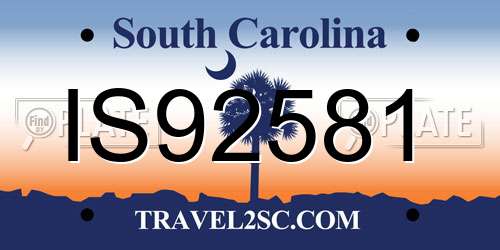 IS92581 South Carolina License Plate