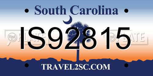 IS92815 South Carolina License Plate