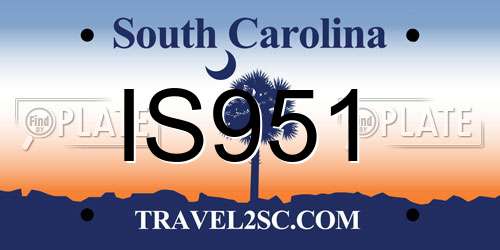IS951 South Carolina License Plate