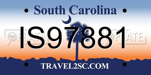 IS97881 South Carolina License Plate