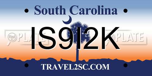 IS9I2K South Carolina License Plate