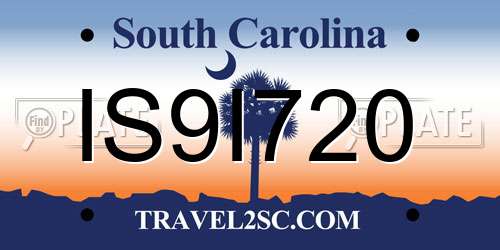 IS9I720 South Carolina License Plate