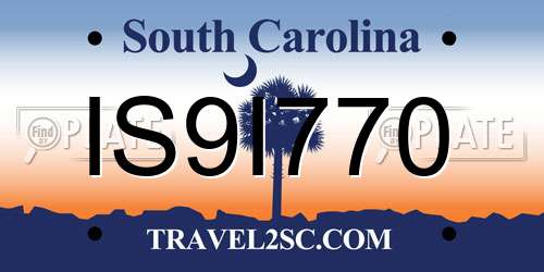 IS9I770 South Carolina License Plate