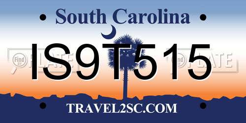 IS9T515 South Carolina License Plate