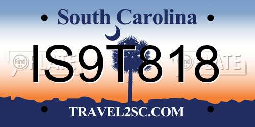 IS9T818 South Carolina License Plate