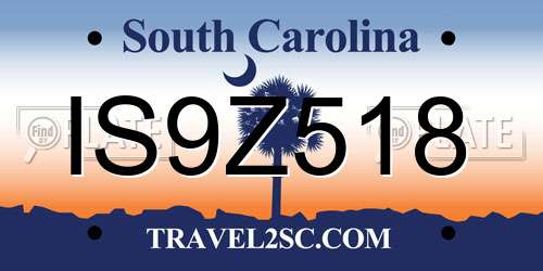 IS9Z518 South Carolina License Plate