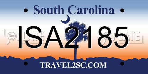ISA2185 South Carolina License Plate