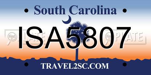 ISA5807 South Carolina License Plate