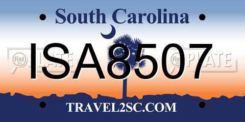 ISA8507 South Carolina License Plate