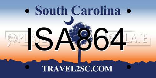 ISA864 South Carolina License Plate