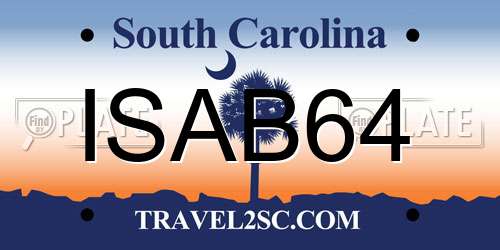 ISAB64 South Carolina License Plate