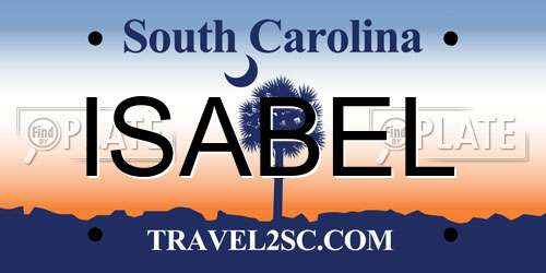 ISABEL South Carolina License Plate
