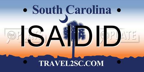 ISAIDID South Carolina License Plate