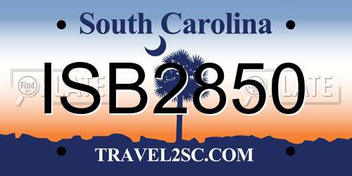 ISB2850 South Carolina License Plate